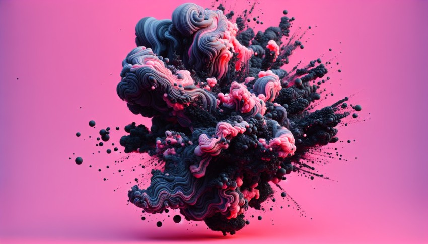 Freeform ferrofluids, beautiful black and pink chaos