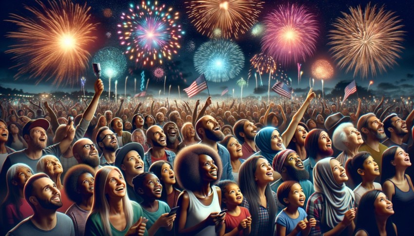 People watching fireworks