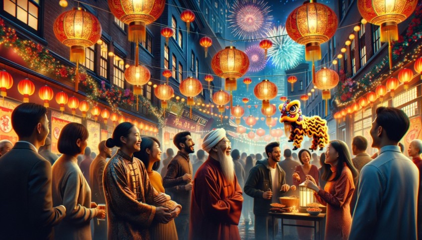 Background view of Chinese New Year celebrations.