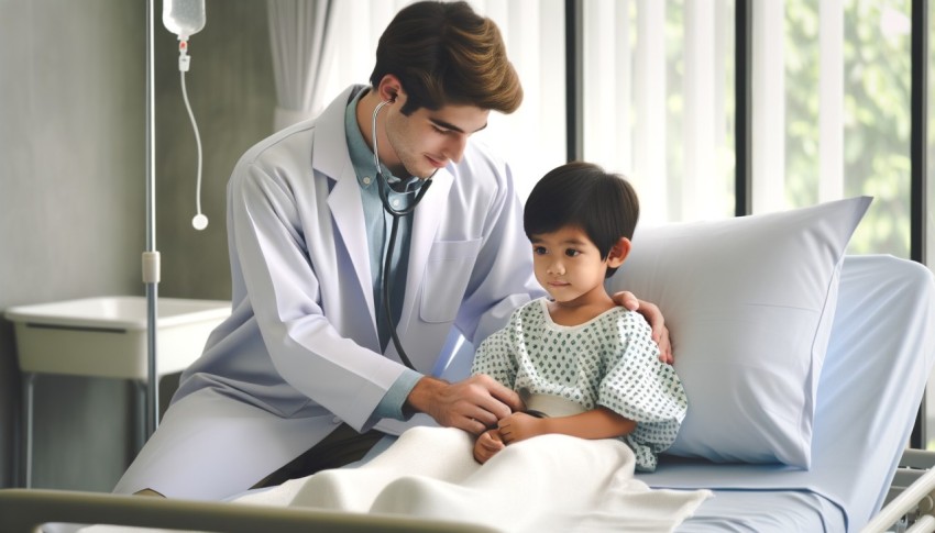 A picture of a nurse closely caring for a patient.