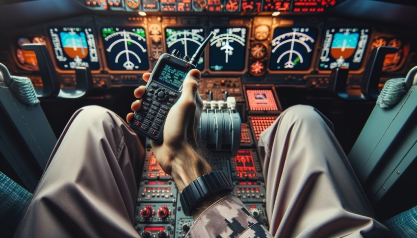 Posture of a pilot on an airplane.