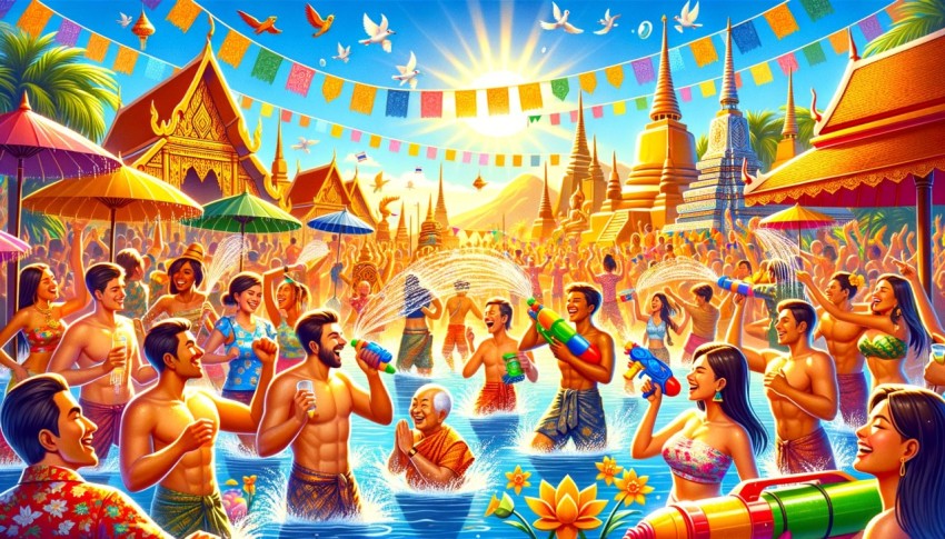 Celebration background for Songkran festival holiday in Thailand