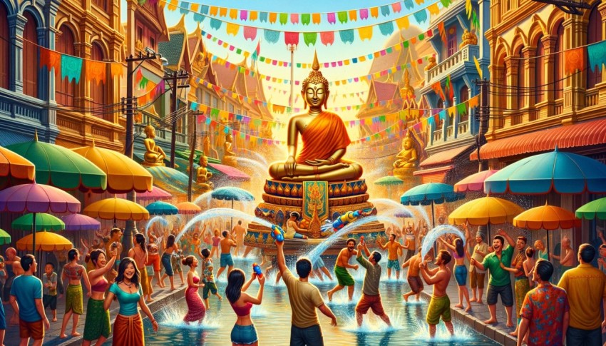 Songkran Festival backdrop for design