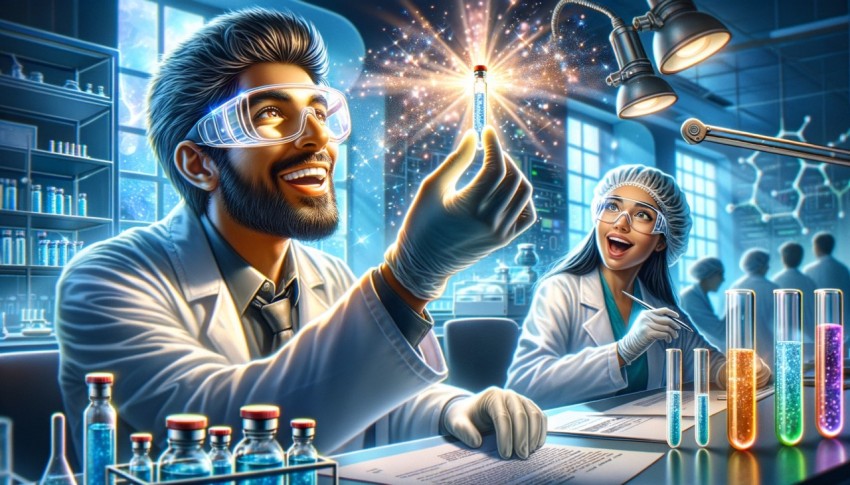 The picture of scientists discovering a vaccine for the epidemic.