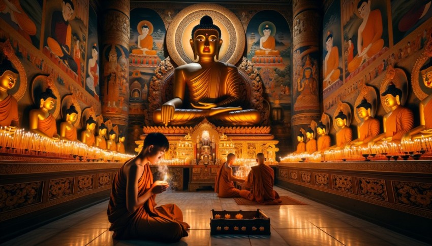 The daily routine of monks in Buddhism.