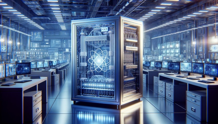 Scientists at work in a quantum computing lab