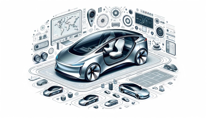 The development of an electric vehicle that can be driven either manually or autonomously.