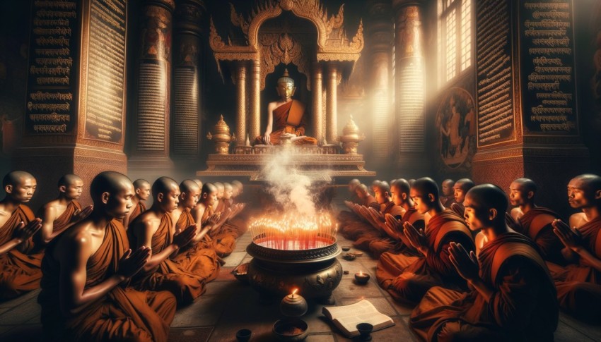 The religious rituals of Buddhists.