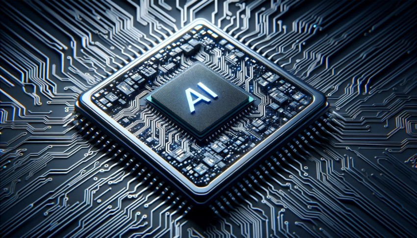 Powerful microchip processor with AI technology.