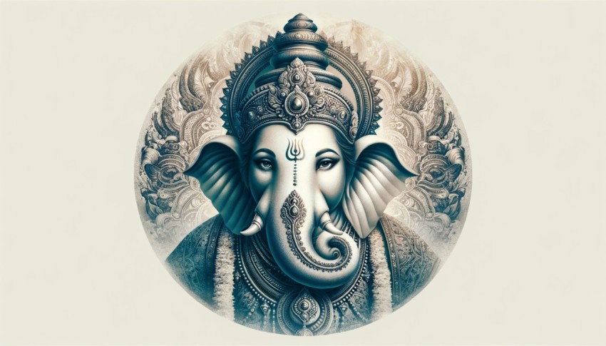 The deity with the head of an elephant and the body of a human, the god of knowledge creation.