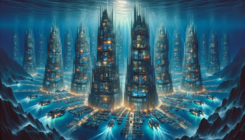 A city located or built underwater in the sea.