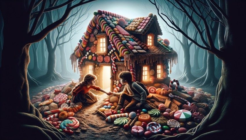 Children who get lost in the forest and find a witch's candy house.