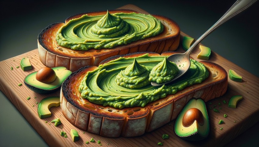 Mashed avocado, spread, toast, delicious, wholesome, breakfast.