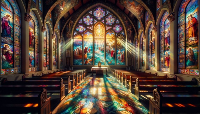 Inside the church are paintings that tell beautiful religious stories with deep meanings.