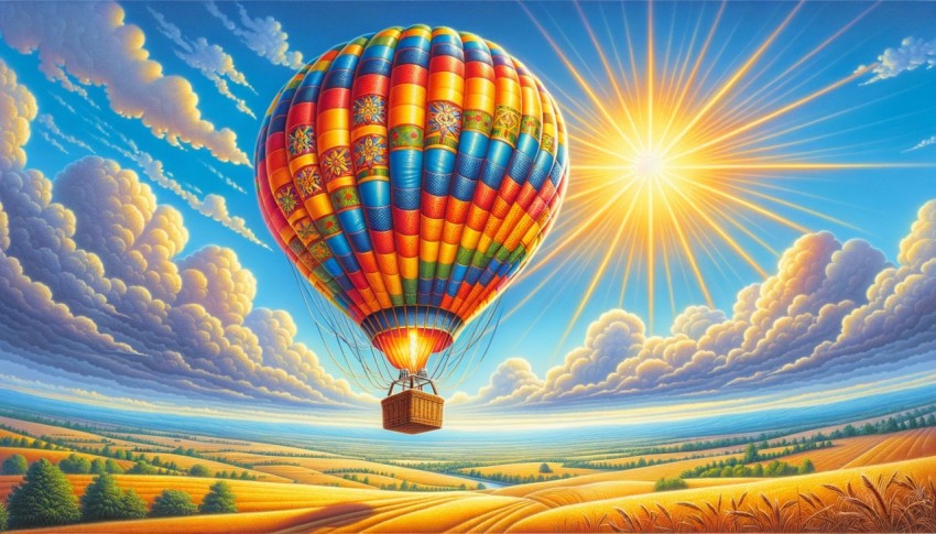 Sunlight shining on colorful balloons Make the sky look even brighter and livelier.