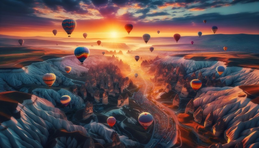 Sunlight shining on colorful balloons Make the sky look even brighter and livelier.