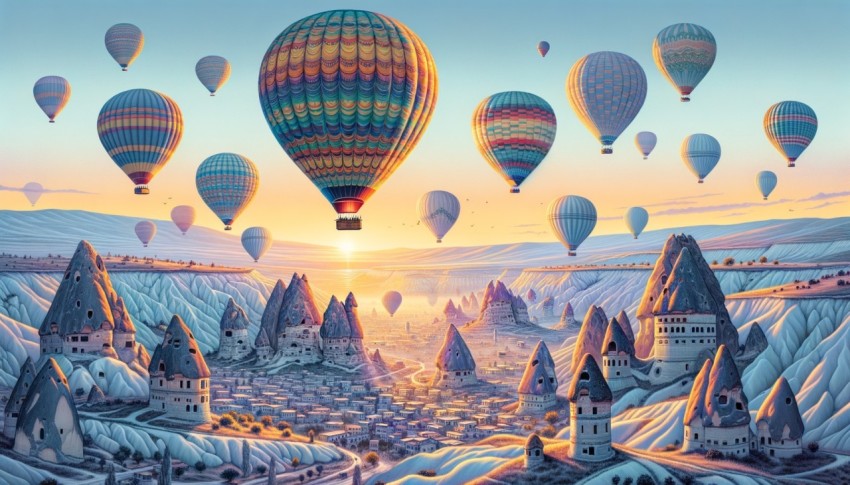 Sunlight shining on colorful balloons Make the sky look even brighter and livelier.