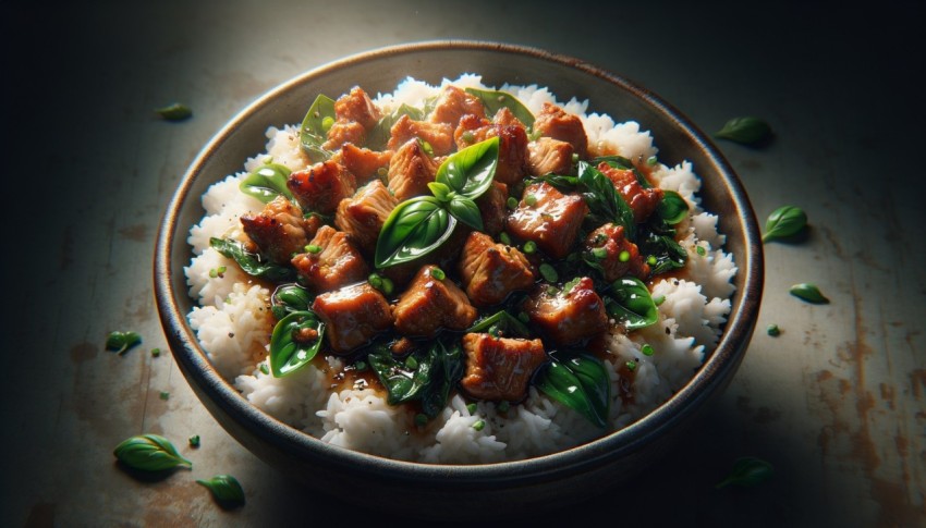 Stir-fried basil is a popular dish that has a spicy flavor and aromatic scent, often made with various meats.