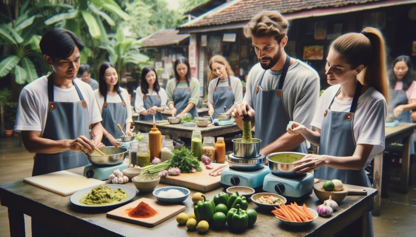 Green curry is a Thai dish that has a sweet and spicy flavor, often made with various meats.