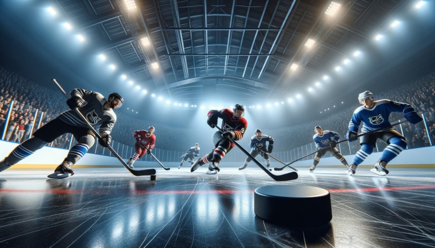 The ability to control the skateboard and coordinate with teammates is essential in ice hockey.