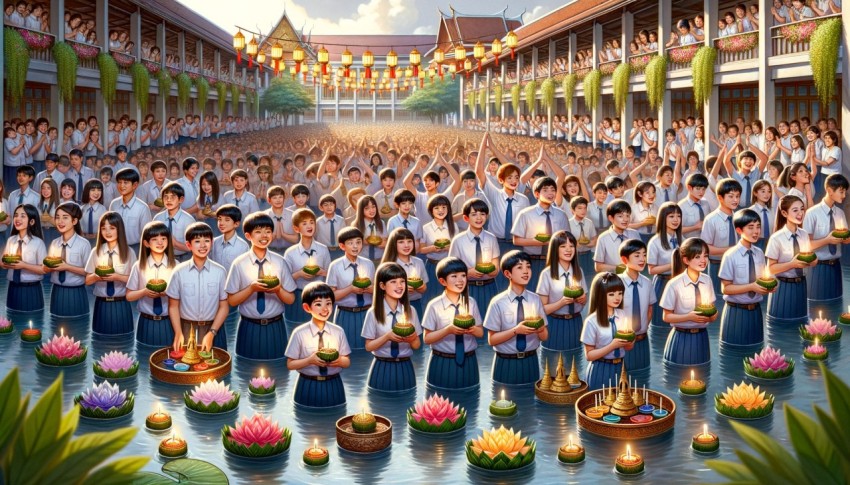 The Loy Krathong tradition also brings together family and friends to do activities together. along with watching the lights.