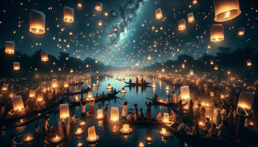 The Loy Krathong tradition also brings together family and friends to do activities together. along with watching the lights.