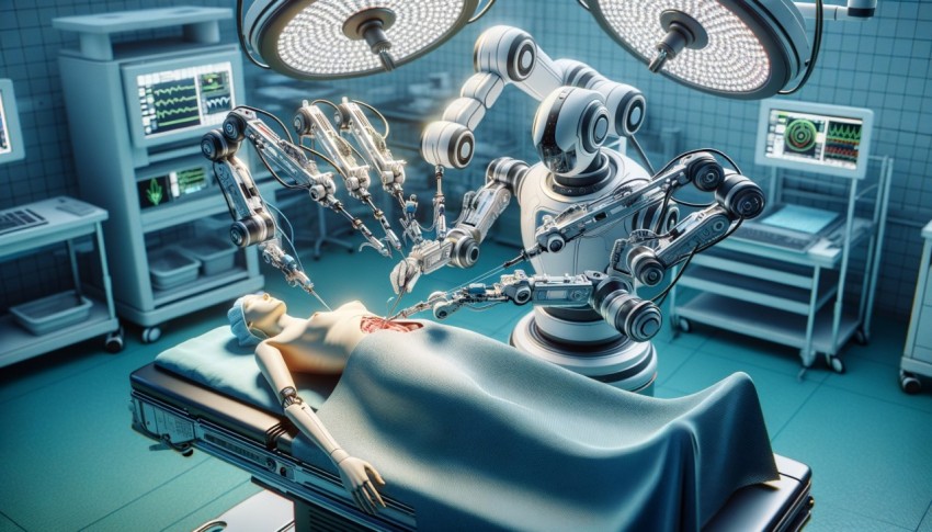 Technology using robots for surgery and medical treatment.