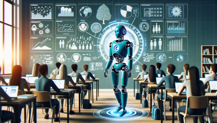 An education system with AI assisting in teaching.