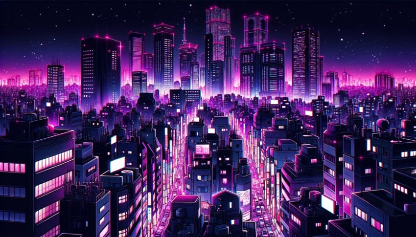 Massive Cyberpunk City with High Population Density