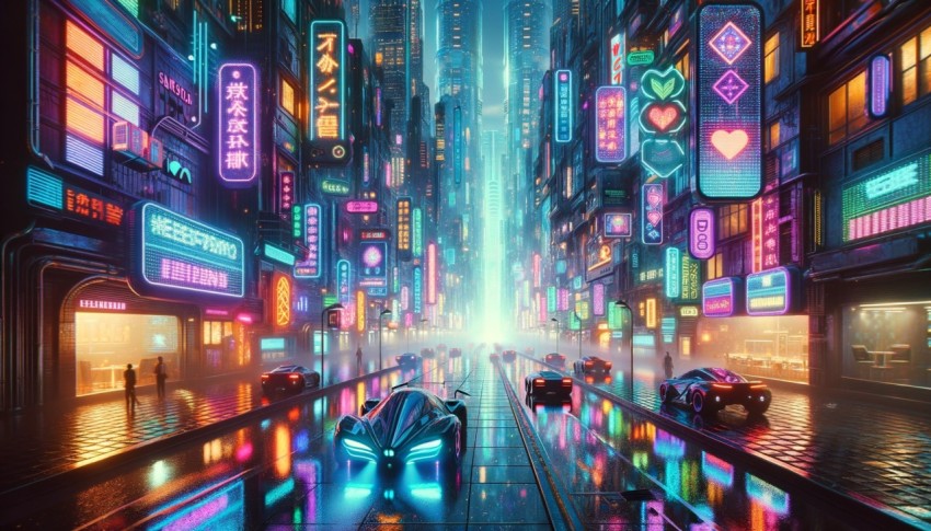 Massive Cyberpunk City with High Population Density