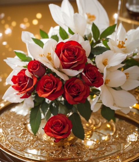 red rose on luxury table